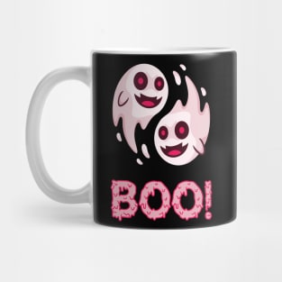 Pink Ghost Halloween Illustrated Mug